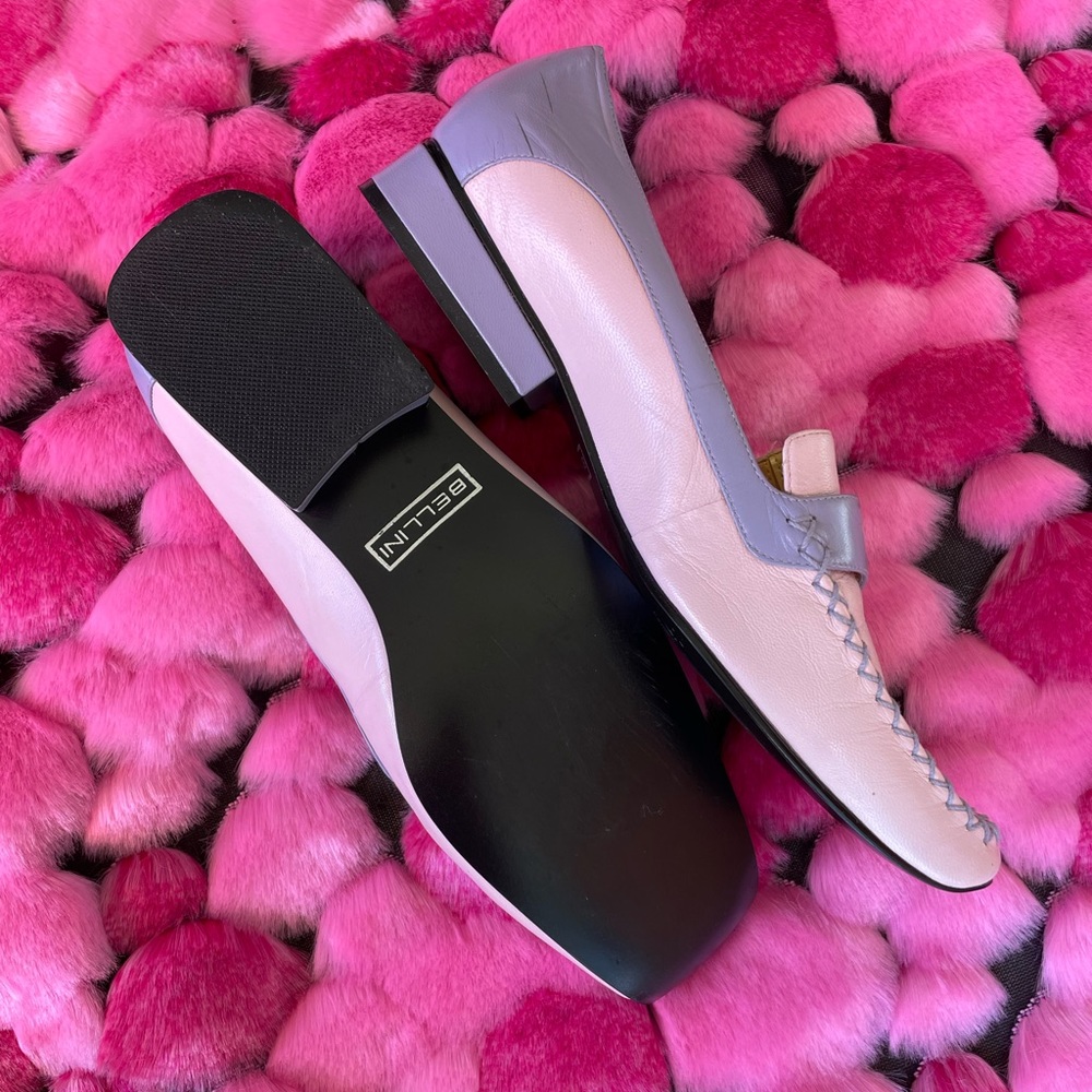 VTG *BELLINI Soft Lavender & Pink Leather Loafers - Picture 3 of 6